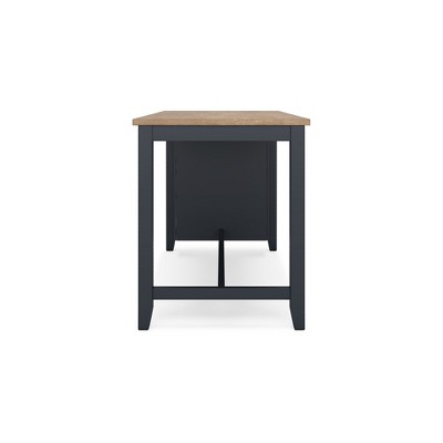 Beige and Blue Extendable Mango Wood Counter Height Dining Table