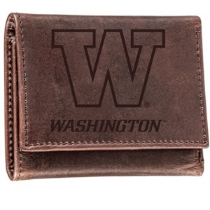 Evergreen NCAA Washington Huskies Brown Leather Trifold Wallet Officially Licensed with Gift Box - 1 of 1