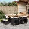 vidaXL Patio Dining Set with Cushions - 11 Piece Outdoor Furniture PE Rattan/Acacia Wood Table & Chairs, Black/Cream - 2 of 4