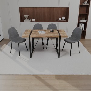 5-Piece Dining Set with Rectangle Kitchen Table and 4 Suede Armless Chairs - 1 of 4