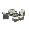 6-Piece Outdoor Patio Rattan Conversation Sofa Set with Tempered Glass Coffee Table - 3 of 4