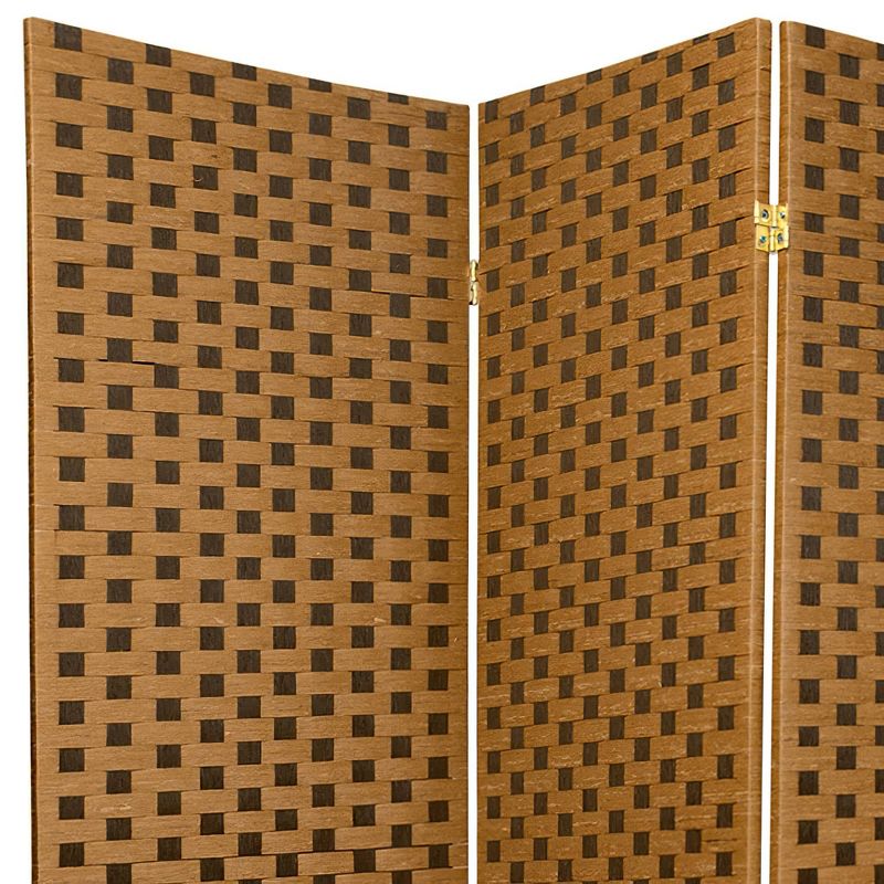 6 ft. Tall Woven Fiber Room Divider Two-Tone Brown 3 Panel - Oriental Furniture, 3 of 6