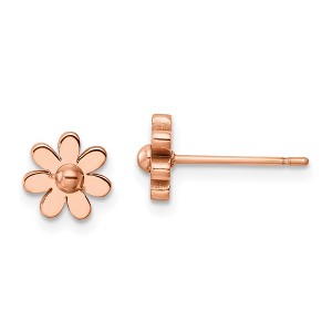 Chisel Stainless Steel Polished Rose IP-plated Flower Stud Earrings - 1 of 4