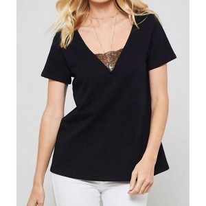 Women's Lace-Trimmed Burnout V-Back Tee - PROMESA - 1 of 3
