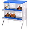 6 Panel Galvanized Steel Nesting Box with stand for Chicken Coop, Removable Drop Tray and Ventilation, for Hens, Ducks, Rustproof Design Blue - 3 of 4