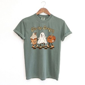 Simply Sage Market Women's Checkered Fall Tis The Season Short Sleeve Garment Dyed Tee - 1 of 2