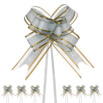 Unique Bargains Plastic Gold Edge Satin Multipurpose Ribbon Pull Bows 20 Pcs