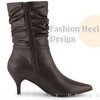 Perphy Women's Pointy Toe Slouches Kitten Heels Mid Calf Boots - 4 of 4