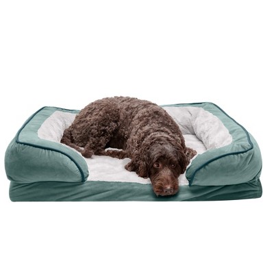 FurHaven Velvet Waves Perfect Comfort Cooling Gel Top Memory Foam Sofa Dog Bed