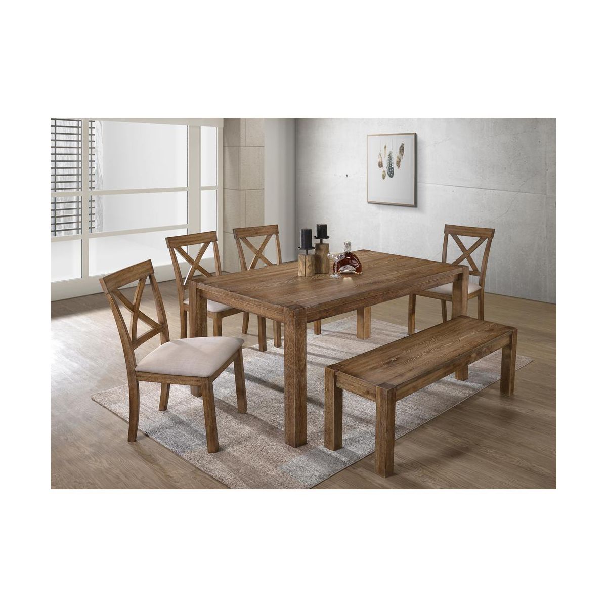 Best Master Furniture Janet 6 Piece Transitional Wood Dining Set in Driftwood - thumbnail 2