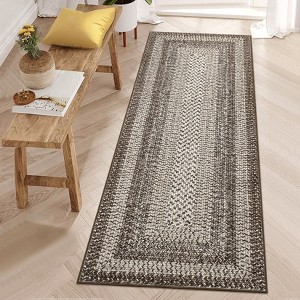 Washable Modern Geometric Bordered Area Rugs for Bedroom Living Room, Soft Non Slip Floor Carpet for Office - 1 of 4
