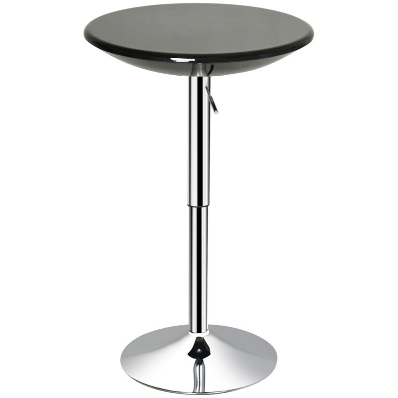 HOMCOM 24.5" Round Cocktail Bar Table Metal Base Tall Bistro Pub Desk Adjustable Counter Height Black Silver, 4 of 8