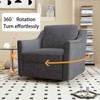 CAVINAS Cotton Linen Swivel Accent Chair with Brass Nail Decorative Arm,Upholstered Swivel Living Room Chair,Reading Chairs for Living Room,Black+Gray - 4 of 4