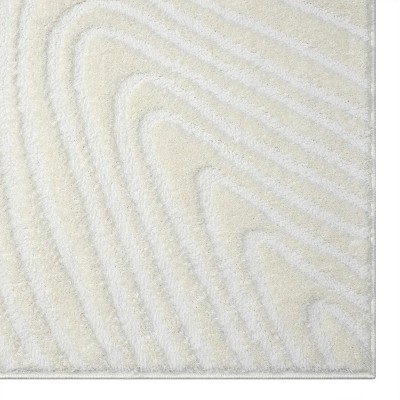 Cream Geometric Swirl 5' x 7' Synthetic Area Rug