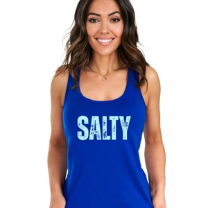 Simply Sage Market Salty Block Distressed Racerback Tank - 1 of 4