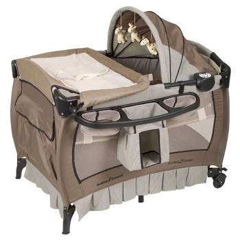 Baby Trend Deluxe Home Nursery Padded Play and Nap Center with Music, Flip Away Changing Table, Full Bassinet, and Travel Bag, Havenwood