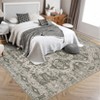 Vintage Rug Irregular Medallion Area Rug Ultra-Thin Non Slip Floral Print Indoor Mat for Living Room Dining Room Bedroom Farmhouse - 4 of 4