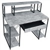 Vynxaria Grey & Black Office Desk Open Shelves Modern Two-Tone Design for Productive Workspaces - 2 of 4