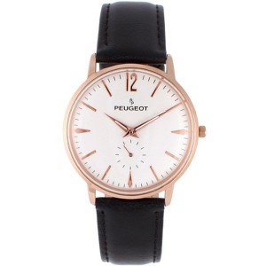 Peugeot Men's 40mm Rose Gold Vintage Remote Sweep Leather Strap Watch - 1 of 3