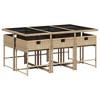 vidaXL Patio Dining Set with Cushions Table and Chairs Outdoor Poly Rattan - Beige Glass 6 Piece - 4 of 4
