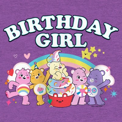 Care Bears Girl's Care Bears Birthday Girl T-Shirt - Purple Berry - Small — фото 2