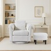Wooakway Swivel Accent Chair with Ottoman Set Barrel Armchair with Removable Back Pillow with 2 Armrest Covers for Living Room Bedroom Office - 2 of 4