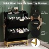 Modern Wave Shoe Cabinet with 2 Flip Drawers, Slim Fluted Entryway Organizer with Metal Frame - 3 of 4