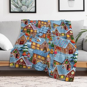 Gingerbread Village On Christmas Christmas Throw Blanket Soft Fleece Christmas Blanket Cozy Flannel Throw for Couch Bed 30x40 inches - 1 of 1
