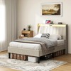 Gulches Twin Size Bed Frame with Padded Upholstered Headboard, 2 USB Ports + 2 AC Outlets, 800lbs Capacity (Metal/Wood) - 3 of 4