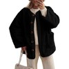 Women Coat Jackets Long Sleeve Pockets Button Down Casual Plush Jackets Black S - 2 of 2