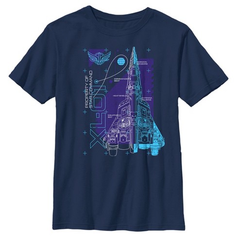 Boy's Lightyear Xl-01 Spaceship Blueprints T-shirt - Navy Blue - Large ...