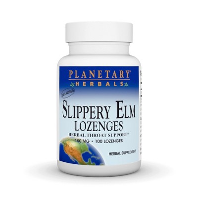Slippery Elm Lozenges Unflavored by Planetary Herbals  -  100 Lozenge
