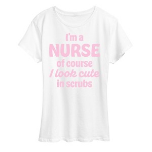 Women's - Instant Message - Nurse Cute In Scrubs Short Sleeve Graphic T-Shirt - 1 of 4