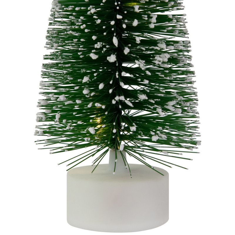 Northlight Set of 2 LED Pre-Lit Green Mini Bottle Brush Pine Christmas Village Trees, 5 of 7