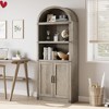 L-Shape Arched Bookcase w/ Doors Tall Bookshelf Farmhouse Bookcase Cabinet w/ Shelves Wooden - 4 of 4