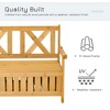 MOEPISY Patio Wooden Bench With Storage Box, Large Entryway Deck Box W/ Unique X-Shape Back - 4 of 4