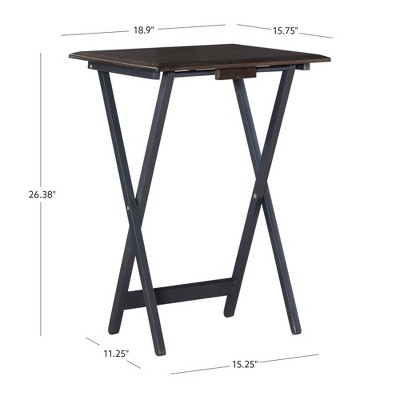 Marlowe Classic Gray Washed Oak Veneer Tray Table Set