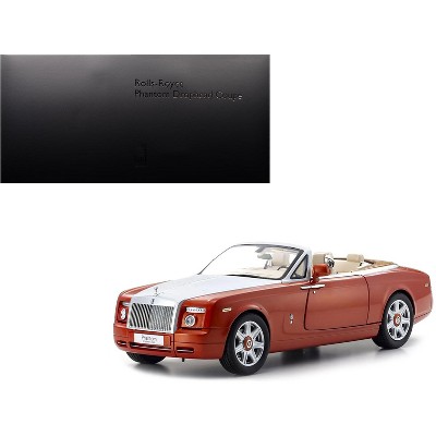 Rolls Royce Phantom Drophead Coupe Orange Metallic with Silver Hood 1/18 Diecast Model Car by Kyosho