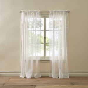 BrylaneHome BH Studio Sheer Voile Pleated Rod-Pocket Panel - 1 of 4