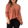Agnes Orinda Women's Plus Size Loose Long Sleeve Dressy Pleated Round Neck Casual Blouses - 2 of 4
