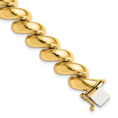 Black Bow Jewelry 14k Yellow Gold 12mm Polished San Marco Chain Bracelet