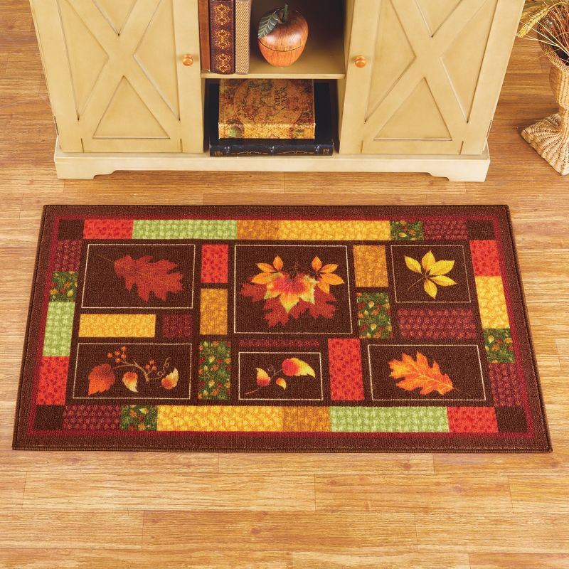 Collections Etc Autumn Leaf Patchwork Accent Rug 26" x 45", 2 of 5