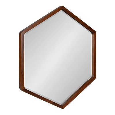 26" x 30" McLean Hexagon Wall Mirror Walnut Brown - Kate & Laurel All Things Decor