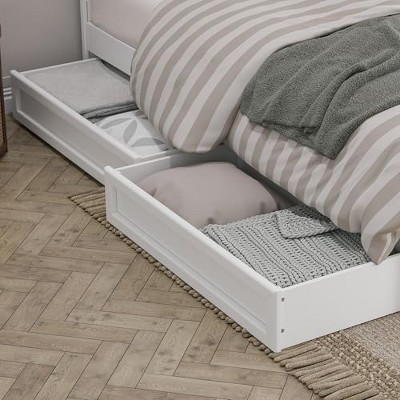 AFI Furnishings AFI Queen-King-Twin XL Wood Mid-Century Modern Under Bed Storage Drawers in White
