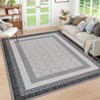 Coolmee Washable Abstract Area Rugs for Living Room Non-Slip Low-Pile Soft Rug Minimalist Bordered Floor Carpet for Bedroom Dining Room - 3 of 4