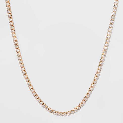 Crystal Rhinestone Chain Necklace - A New Day™ Gold : Target