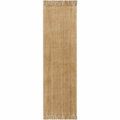Handwoven Camel Brown Jute Rectangular Area Rug 5' x 7'