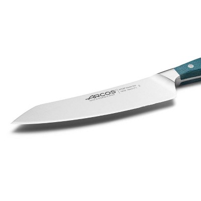 Arcos Brooklyn Rocking Santoku Knife Blue: 7" Stainless Steel Blade, Resin Handle, Forged Construction, Hand Wash