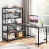 Tribesigns 55.11" Computer Desk with Wireless Charging 5 Storage Shelves, Office Desk Study Table Writing Desk with Hutch for Home Office - 4 of 4