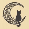 Collections Etc Cat on Cutout Floral Crescent Moon Metal Wall Art - 2 of 2